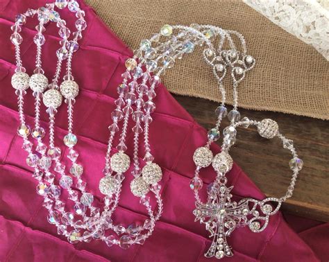 Wedding Rosary, Pearl Wedding, Crystal Wedding, Catholic Wedding, Crystal Cross, Crystal Ab ...