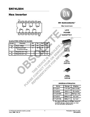 7404 Datasheet PDF, ON Semiconductor Datasheet 7404