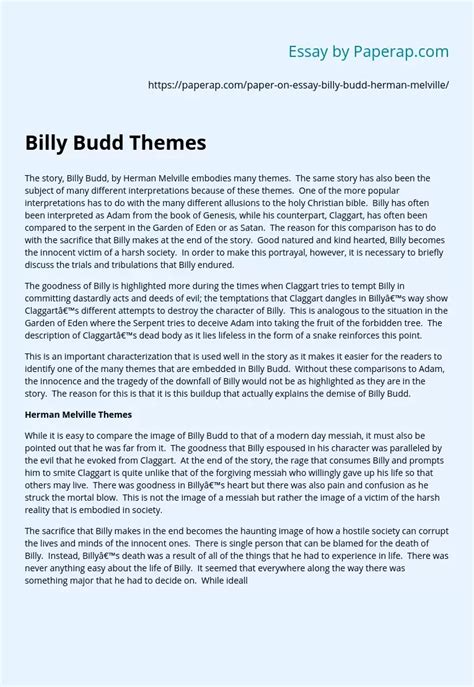 Billy Budd Themes Free Essay Example