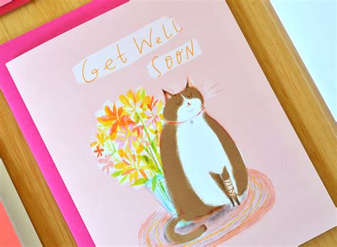 Get Well Soon Cat Card - Grey Buddy | The Dancing Cat