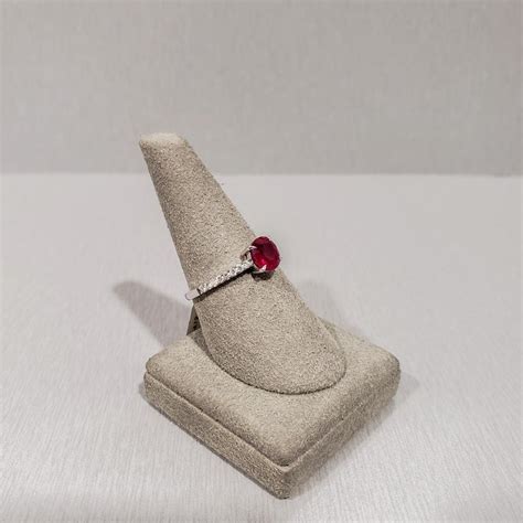 Cushion Cut Ruby Diamond Gold Engagement Ring For Sale at 1stDibs