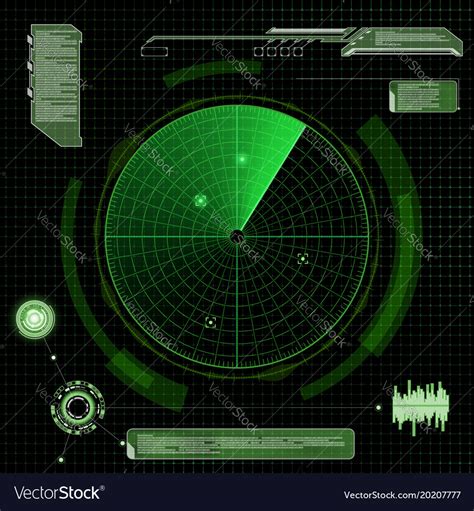 Military green radar screen with target Royalty Free Vector