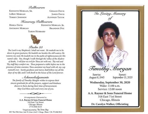 Timothy Morgan Obituary | AA Rayner and Sons Funeral Homes