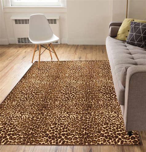 Ali Leopard Brown Beige Animal Dots Modern Non Slip Rubber Backed Accent Rug | Beige area rugs ...