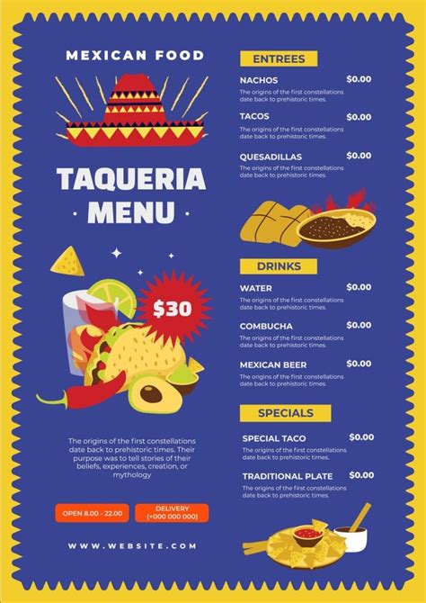 Blank Mexican Menu Template