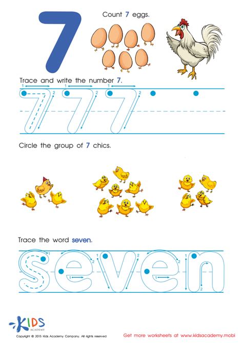 Trace And Write Number 7 with Fun Worksheet: Tracing Sheet, Free ...