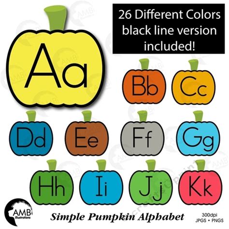 Colorful simple pumpkin alphabet clipart, Pumpkin letters clipart, AMB-2244 - CUP932103_83483 ...