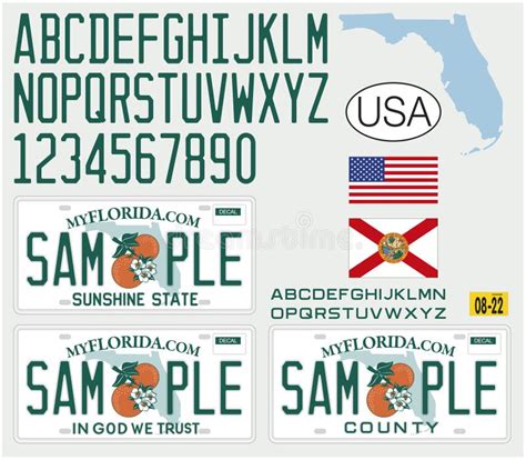 Florida License Car Plate Design, with Numbers, Letters and Symbols ...