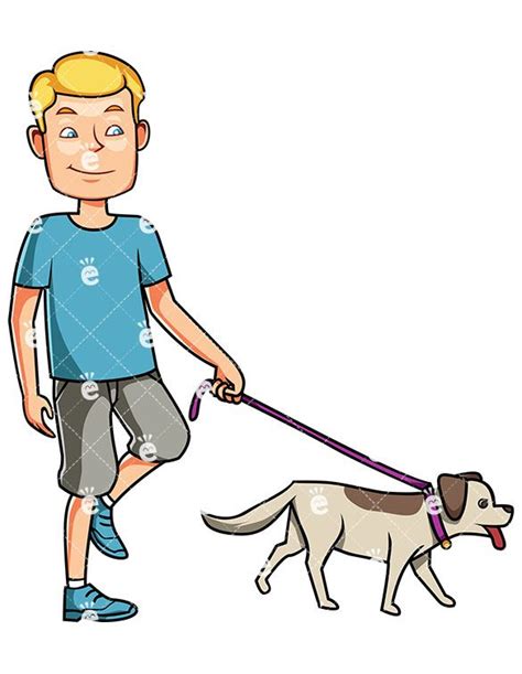 Man Walking His Dog On A Leash Cartoon Vector Clipart - FriendlyStock ...