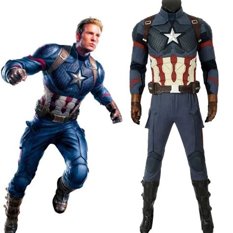 Avengers Endgame Captain America Halloween Cosplay costume full set Outfit Captain America Steve ...