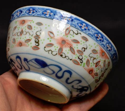 Antique Chinese Porcelain Rice Bowl ~ Grain Patter ~ 4 Character mark ~ | Chinese bowls, Chinese ...