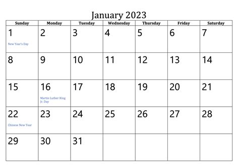 Free Printable 2023 Calendars