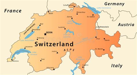 Switzerland map stock vector. Illustration of cities - 13542815