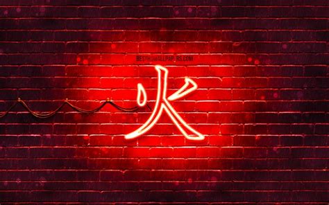 Download wallpapers Fire Kanji hieroglyph, 4k, neon japanese hieroglyphs, Kanji, Japanese Symbol ...