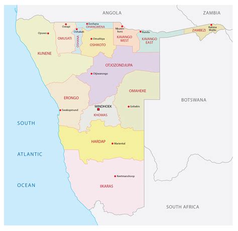 Namibia Regions Map Political Map Of Namibia Southern Africa Africa ...