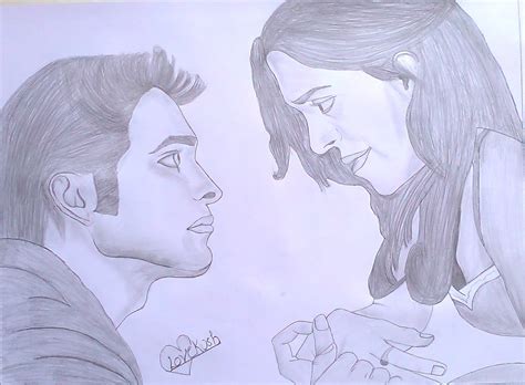 Pencil Sketch Of A Love Couple - Desi Painters