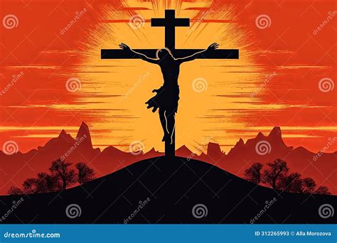 A Painting of Jesus Christ on a Cross. Stock Image - Image of cross ...