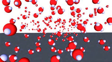 4: Illustration of water molecules in air moving randomly above a at ...