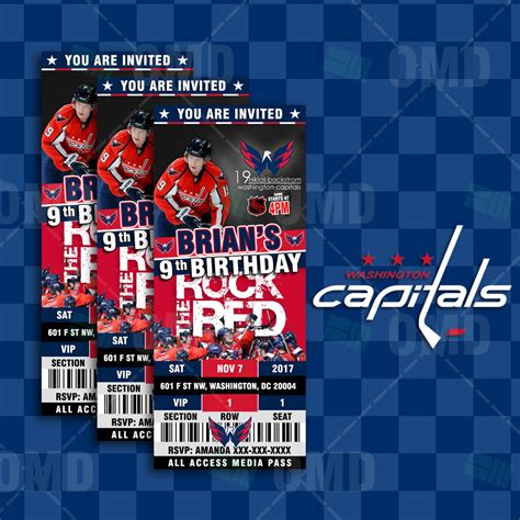 Washington Capitals Ticket Style Sports Party Invites – Sports Invites