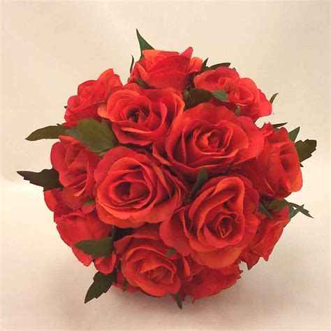 Bridal Bouquets - Orange Rose Posy Bouquet - Silk Wedding Flowers