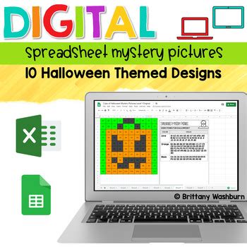 Halloween Pixel Art Mystery Pictures for Google Sheets and Excel