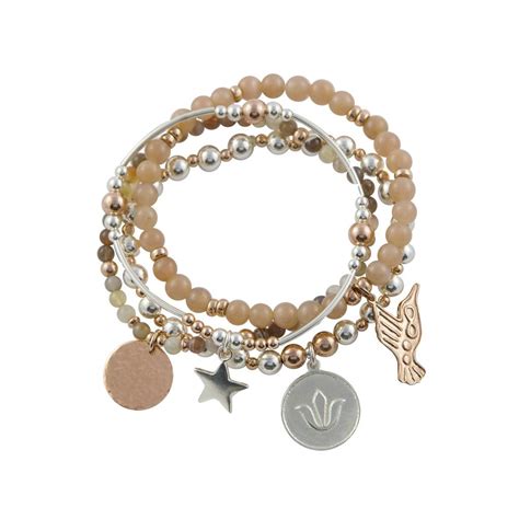 'Adore' Silver And Rose Gold Bracelet Stack By Essentia By Love Lily Rose | notonthehighstreet.com