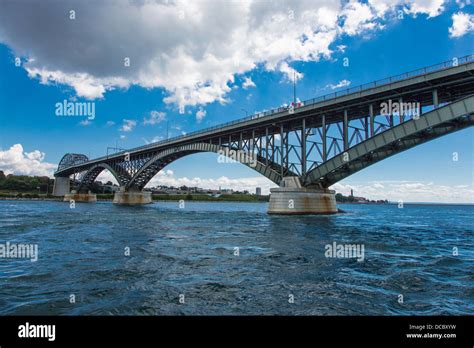 Peace Bridge over the Niagara River from Fort Erie Canada to BUffalo New York, United States ...