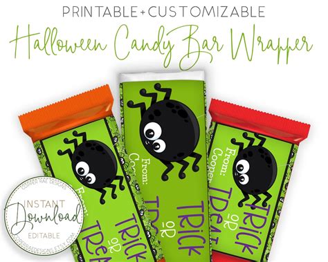 Customizable Halloween Candy Bar Wrapper, Halloween Kids Chocolate Bar ...