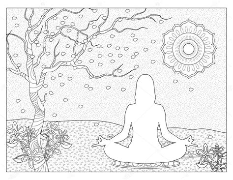 Meditation Coloring Page Stock Illustration by ©smk0473 #128345006