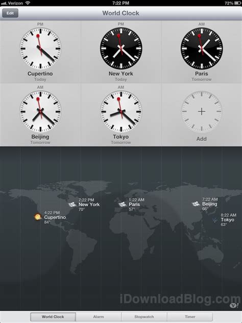 New in iOS 6: a new Clock app for the iPad