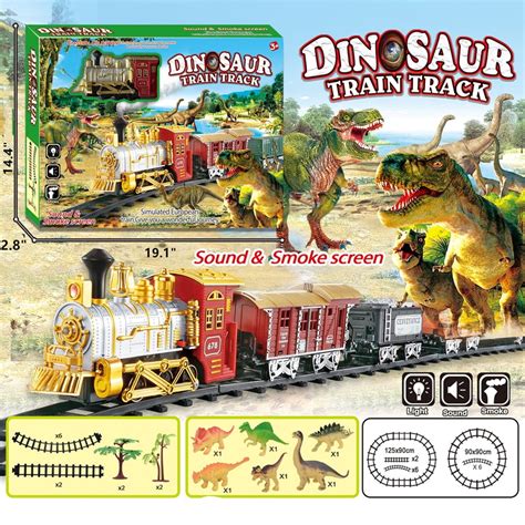 Dinosaur Train Set Christmas Tree Smoke Train T-Rex Toy Toddler ...