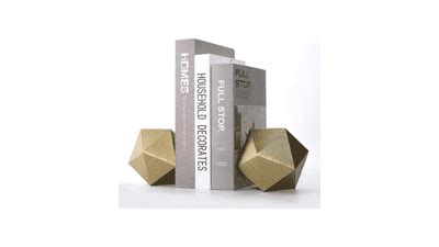 Ambipolar Geometric Decorative Bookends, Modern Cast Iron Gold Bookends ...