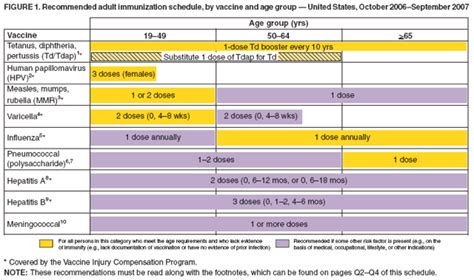 Adult Immunization Schedule Chart