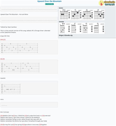 Chord: Upward Over the Mountain - tab, song lyric, sheet, guitar, ukulele | chords.vip