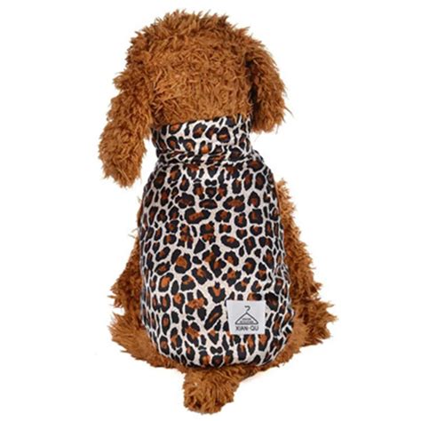 Leopard puppy coat Clothes small pet dog cat Round Neck Shirt Two ...