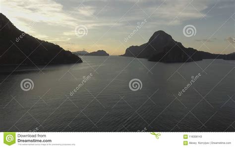 The Beautiful Bay at Sunset. Aerial View. Stock Image - Image of water ...