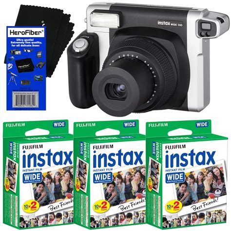 Fujifilm INSTAX 300 Wide-Format Instant Photo Film Camera (Black/Silver ...