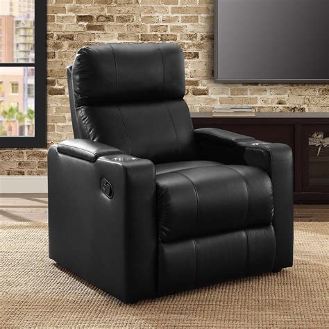 Mainstays Home Theater Recliner with In-Arm Storage, Reclining Chair ...