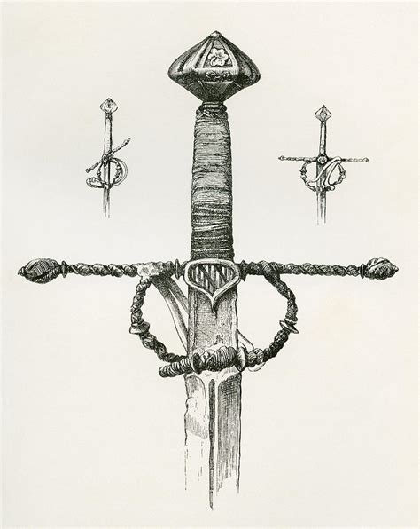 Knight S Sword With Double Edged Blade Drawing by Vintage Design Pics - Pixels