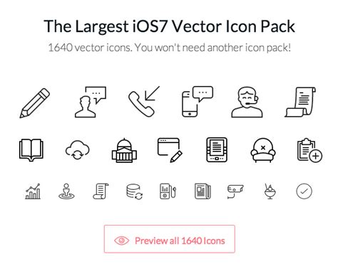 The Largest iOS7 Vector Icon Pack, Over 1600 Icons!