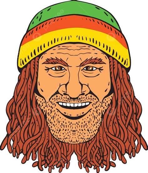 Rastafarian Head Front Drawing Color Parallel Line Handmade Hand Drawn ...