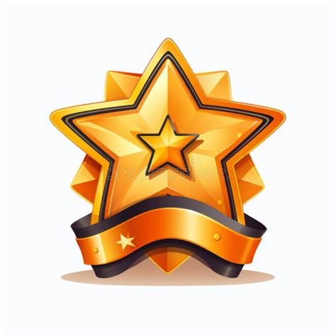 Golden Star Badge with Ribbon Vector Illustration Stock Illustration - Illustration of ...