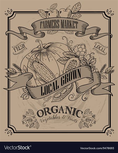 Vintage farmers market signage Royalty Free Vector Image