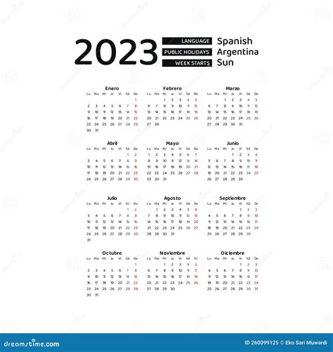 Calendar 2023 Spanish Language with Argentina Public Holidays. Week ...