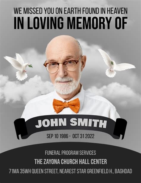 Memorial and Funeral Program Flyer Template | PosterMyWall