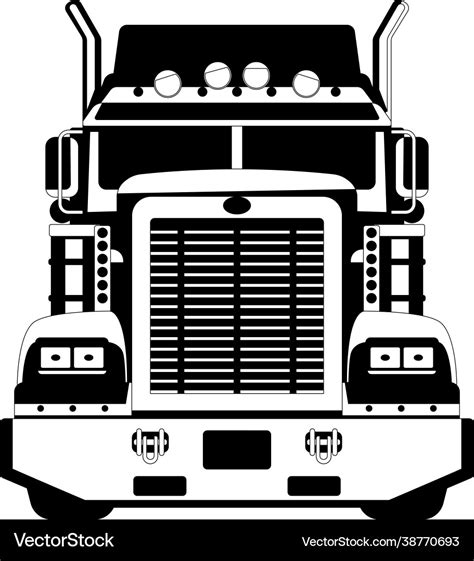 Semi truck front view Royalty Free Vector Image