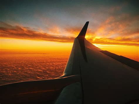 landscape photography, plane wing, aerial, shot, plane, s, wing, body, water, sunset | Pxfuel