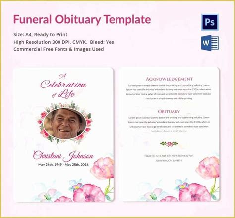 Obituary Template Free Design Of 5 Funeral Obituary Templates – Free ...