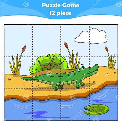 Funny Crocodile. Puzzle Games for Kids. 12 Piece. Child Education Stock Illustration ...