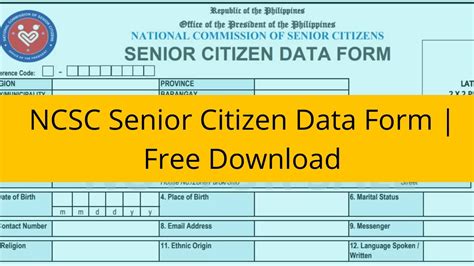 Senior Citizen Data Form 2023 - Printable Forms Free Online